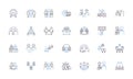 Cohesion building line icons collection. Teamwork, Collaboration, Unity, Bonding, Trust, Communication, Connection
