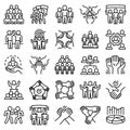 Cohesion icon set, outline style