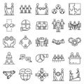 Cohesion icon set, outline style