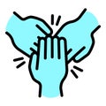 Cohesion teamwork hands icon, outline style
