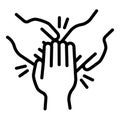 Cohesion teamwork hands icon, outline style