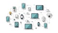Connected Tech Ecosystem: Modern Internet of Things Network with Devices and Cloud Royalty Free Stock Photo
