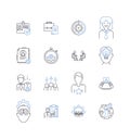 Cohesive teamwork line icons collection. Synergy, Unity, Trust, Collaboration, Support, Coordination, Consistency vector