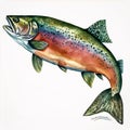 Coho Salmon fish: A Colorful Watercolor Portrait on White Background Royalty Free Stock Photo