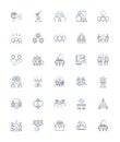 Cohorts line icons collection. Generation, Community, Tribe, Gang, Association, Group, Band vector and linear