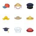 Coif icons set, cartoon style Royalty Free Stock Photo