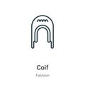 Coif outline vector icon. Thin line black coif icon, flat vector simple element illustration from editable fashion concept