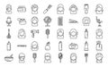 Coiffure icons set outline vector. Hair salon Royalty Free Stock Photo