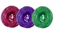 Skein of colorful nylon thread on a white background