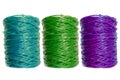 Skein of colorful nylon thread on a white background