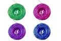 Skein of colorful nylon thread on a white background