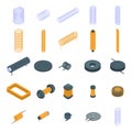 Coil icons set, isometric style Royalty Free Stock Photo