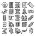 Coil icons set, outline style Royalty Free Stock Photo