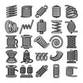 Coil icons set, outline style Royalty Free Stock Photo