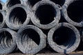Coil of metal wire in stock for construction use
