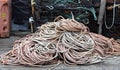 Coil of Old Rope Used in Fishing Royalty Free Stock Photo