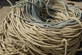 Coil of rope at a costal fishing port