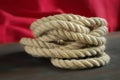 Coil of rope made of hemp or jute, braided texture Royalty Free Stock Photo