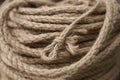 Coil of rope with marine knot loop. Royalty Free Stock Photo