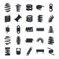 Coil spring cable icons set, simple style Royalty Free Stock Photo