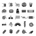 Coil spring icon set, simple style Royalty Free Stock Photo