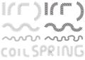 Coil spring. Metal coil springs set. silhouette of coil spring linear isolated on a white. Spiral Flexible Wire. Metal Spiral