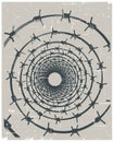 Coiled barbed wire retro poster Royalty Free Stock Photo