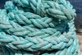 Coiled blue rope Royalty Free Stock Photo