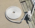 Coiled boat mooring rope