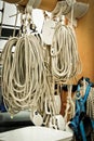 Coiled craft navy rope Royalty Free Stock Photo