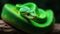 Coiled Green Tree Python on Branch Royalty Free Stock Photo