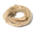 Coiled hemp rope on white background, fiber for plumbing work Royalty Free Stock Photo