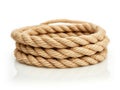 Coiled Jute Rope on White Background Royalty Free Stock Photo