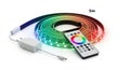 Colorful led strip lights with remote control for ambiance and decoration Royalty Free Stock Photo