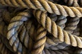 Coiled nautical rope close up with detailed texture Royalty Free Stock Photo