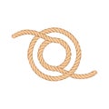 Coiled nautical rope forming a circular loop vector illustration isolated on white Royalty Free Stock Photo