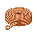 Coiled Orange Rope with Loop Attachment on White Background for Securing Objects Royalty Free Stock Photo