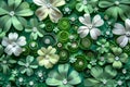 coiled paper shamrocks create a stunning, artistic pattern, showcasing the meticulous craft of paper quilling