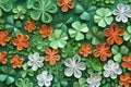 coiled paper shamrocks create a stunning, artistic pattern, showcasing the meticulous craft of paper quilling