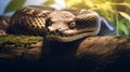 A coiled python in a natural habitat, AI Generative