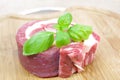 Coiled raw beef with basil Royalty Free Stock Photo