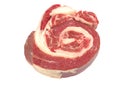 Coiled raw beef