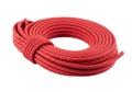 Coiled red climbing rope isolated on transparent background Royalty Free Stock Photo