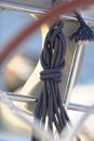 Coiled rope on sailboat