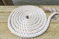 Coiled ship rope on the dock of Allis-Island, New York, United States Royalty Free Stock Photo