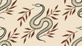 Coiled Snake & Leaves Pattern Vector for Mystical & Jungle Art, vector design Generative AI Royalty Free Stock Photo