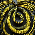 A coiled snake. Yellow dot pattern