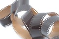 Coiled spiral of old 35mm film Royalty Free Stock Photo