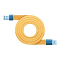 Coiled yellow USB cable cord for data transfer connecting hardware devices digital lifestyle illustration Royalty Free Stock Photo