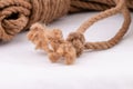 Coiled jute rope selective focus of frayed knot ends Royalty Free Stock Photo